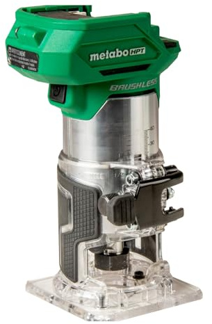Metabo HPT Défonceuse sans fil 18 V MultiVolt | Outil uniquement – Pas de batterie | Moteur sans balais à vitesse variable | Pinces de 6,35 mm et 9,5 mm incluses | M1808DAQ4