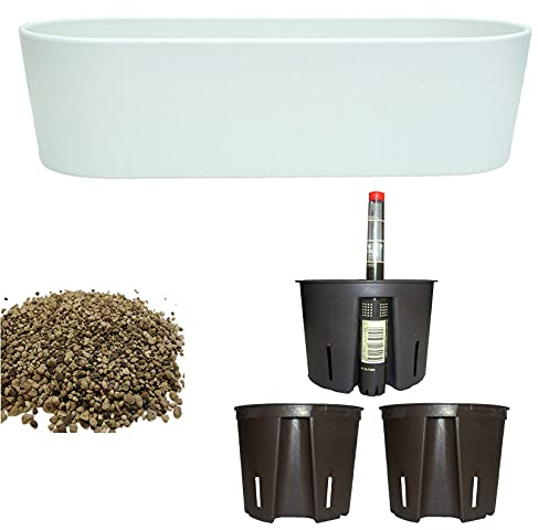 happy nature Set6 6 teilig Kunststoff Flori Pflanzschale Weiss für Erdpflanzen L 36.0 cm B 13.5 cm H 11.0 cm