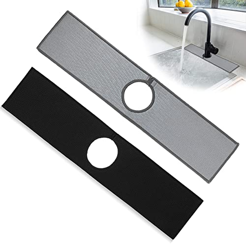 Bimkole 2PCS Wasserhahn absorbierende Matte, Küchenarmatur Waschbecken Spritzschutz Wasserhahn absorbierende Matte Pad Mikrofasertuch Wasserhahn Spritzfänger für Heim Badezimmer Werkzeuge