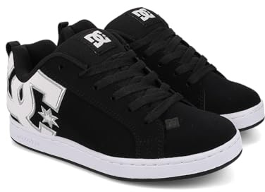 DC dam court graffik casual låg topp sko skridsko sko svart-vit stencil, 38 EU, Svart vit stencil, 38 EU