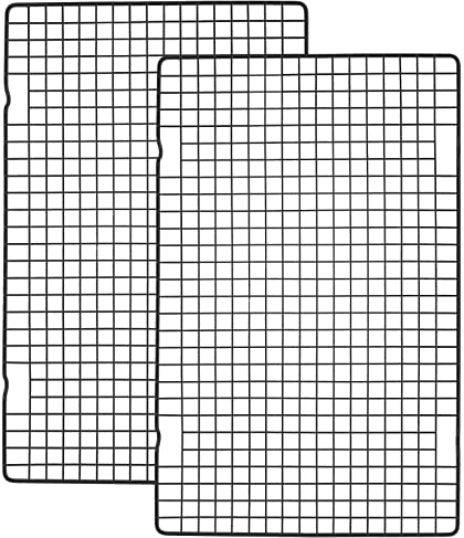 Tebery 2 schwarze robuste Draht-Kochroste zum Braten, Kochen, Grillen, Trocknen, 40,6 x 25,4 cm