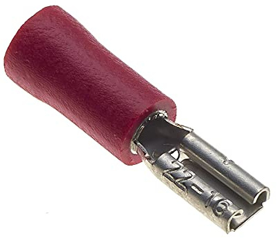 Female Push On Crimp Terminal, Pack Of 100-12A, 2.8mm X 0.5mm, Red Nylon Insulated Spade Connectors, Quick Electrical Disconnect Terminal