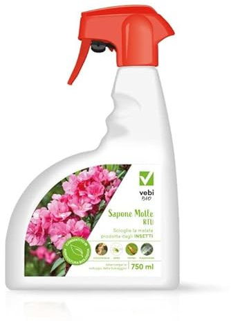 VEBI Sapone Molle RTU Rimedio Naturale Biologico Contro Afidi Scioglie Melata Fumaggine Orto Frutta Spray Pronto Uso 750 ML