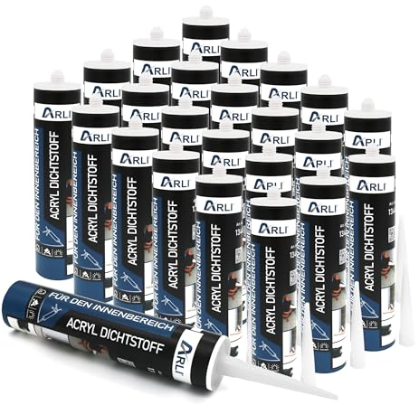 24x ARLI Acryl Dichtstoff 310ml weiß Universal Bauacryl Fugenfüller Fugendichtmasse überstreichbar für Fugen Risse Putz Beton Holz Wand & Decke Dichtmasse (24 Kartuschen)