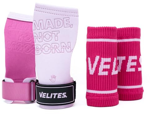 Velites | Handgrips Quad Pro + handgelenkbandage | Gleichgewicht zwischen Flexibilität, Komfort und Stärke | Verwendung mit Kreide | Cross Training & Functional Training