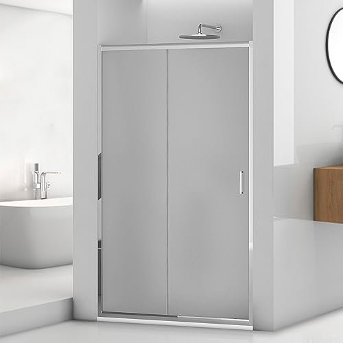 Porta doccia per nicchia 120 cm vetro stampato H 195 cm, anta scorrevole con installazione reversibile e profilo cromato, Tay