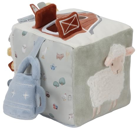 Little Dutch Fühlwürfel Stoff-Würfel Activity Spielwürfel Aktivitätswürfel Bauernhof Schaf grün - Little Farm