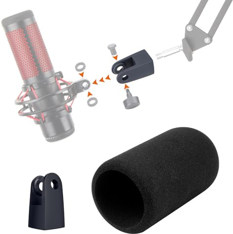 SUNMON Filtro Pop para HyperX QuadCast con Adaptador de Montaje - Cubierta de Micrófono de Espuma para HyperX QuadCast y QuadCast S