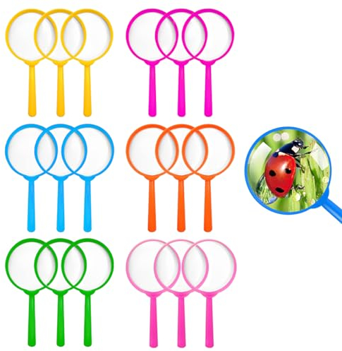 QHFlashbuy 18 Stück Lupen,Mini Lupen Spielzeug Detektive Lupe Kinder Set, Handlupe Kunststoff Kindergeburtstag Mitgebsel für Zu Hause Schule Outdoor