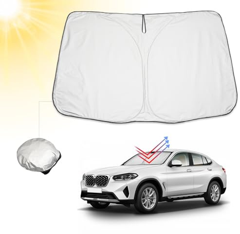BIBIBO BMW X4 G02 Frontscheibenabdeckung, Auto Abdeckung kompatibel mit BMW X4 G02, Auto Sonnenschutz für Frontscheibe Faltbar, Sonnenblende gegen UV-Strahlen
