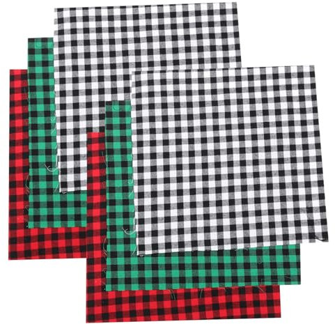 STOBOK Material 6st Karierte Baumwolle Selber Machen Haushalt Heimtextilien Vorgeschnittene Weihnachtsquadrate Weihnachts-bastelpaket Kleidung Weihnachten Kombination Stoff Gitter