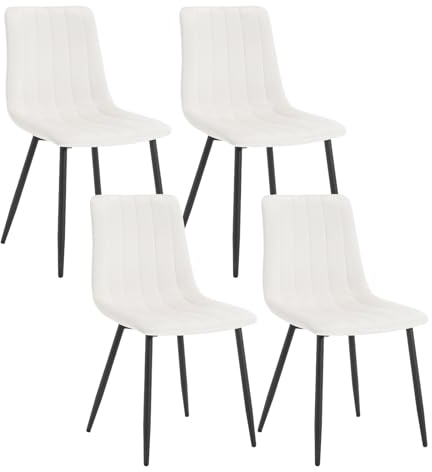 Klihome Esszimmerstühle 4er Set, für Schlafzimmer Küche Wohnzimmer, Küchenstühle gepolstert mit Rückenlehne Metallbeinen, Sitzfläche aus Samt, Beige