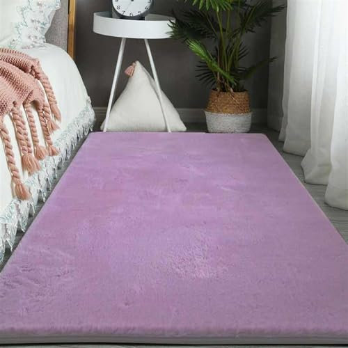 Guetto Hochflor Teppich Wohnzimmer Fellteppich Kunstfell Shaggy Flauschig Einfarbig, Wohnzimmer Schlafzimmer Kinderzimmer Flur Läufer waschbar rutschfest,Lila,160x230 cm
