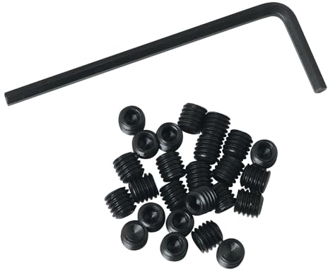 DGBRSM 25PCS 10-32 x 3/16'' Black Socket Set Screws Stainless Steel Allen Head Hex Hexagon Socket Set Screws Cup Point with Hex Key Wrench