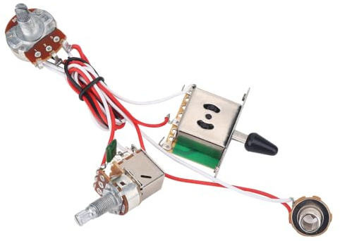 Yctze Metallic Pre-wired 3-Way Switch Electric Guitar Wiring Harness Kit with 2 Humbucker and 1 Vol/1 Tone Toggle Switch