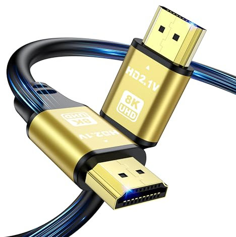 jojobnj Cavo HDMI da 2m, cavo HDMI 48 Gbps ultra alta velocità 8 K@60 Hz 4 K@120 Hz,HDCP 2.2 e 2.3, DTS:X, HDR 10 compatibile con Roku TV/eARC/3D/PS4/PS5/HDTV/X-box/Blu-ray