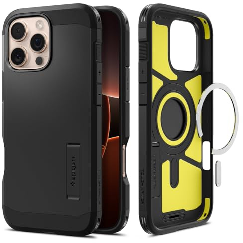 Spigen Tough Armor (AI) MagFit Case for iPhone 16 Pro Max, Compatible with MagSafe Accessories - Black