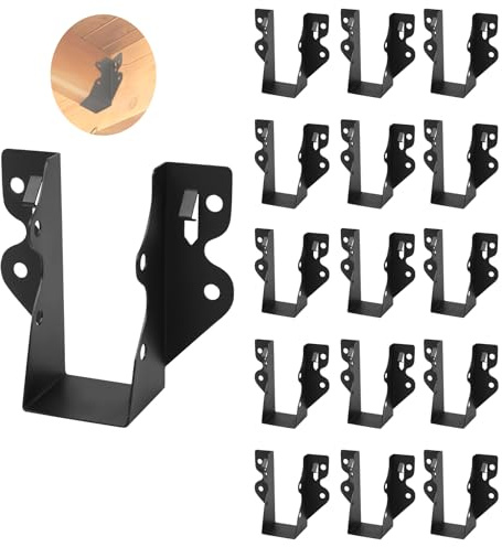 ICokin 16 Pcs 2x4 Joist Hanger,Q235B Steel Black Powder Coated Face Mount Joist Hangers,Hurricane Ties for Rafters,Tie Brackets for Floor Deck and Ceiling Joists