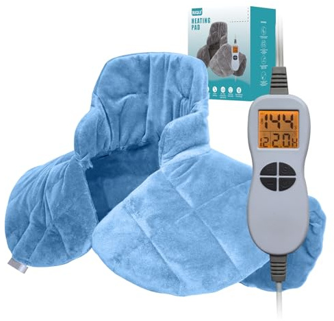 Ruqiji Neck&Shoulder&Back Heating Pad, Pain Relief for Back/Neck/Shoulders/Menstrual Pain, Christmas Gifts for Women Men Mom Dad (01-Light Blue, 19 x 24)
