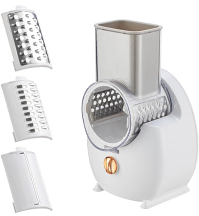Junterone Rallador de Queso Eléctrico Ensaladora Eléctrica Desmontable para Cocina Rebanadora de Verduras para Patatas, Quesos y Nueces
