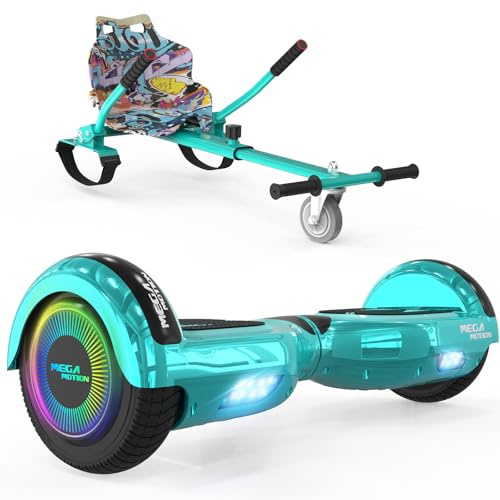 MEGA MOTION 6.5 Zoll Hoverboards mit Sitz für Kinder, Geschenk für Kinder, mit Bluetooth-Lautsprecher-leistungsstarkem Motor, mit LED-Leuchten