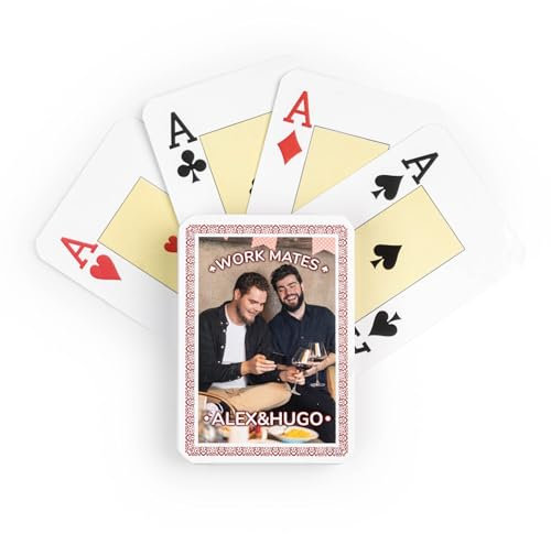 Wanapix | Carte da Gioco Personalizzate | Francese | Gioco di Carte con la tua Foto su un Lato | Set di 55 Carte con Quadri, Fiori, Cuori e Picche | 100% Personalizzato