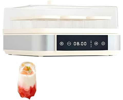 Mini Caja De Fermentación De 40 W, Yogurtera Digital, con 9 Vasos De Vidrio De 170 Ml con Tapa, Máquina para Hacer Yogur con Pantalla Led Y Temporizador para Hacer Postres Caseros Frescos Saludables