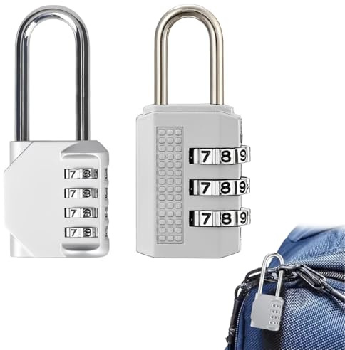 VONJUMA 1 Pieza Candado De Combinación Extendido Y 1 Pequeña Candado Combinacion Cerradura De Combinación De 4 Dígitos Para Escuela Adecuada Para Gimnasio Maleta De Equipaje Largo Plata