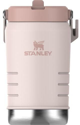 Stanley IceFlow 2.0 - Jarra abatible con pajilla con asa, 40 onzas, tapa giratoria y pajilla abatible, a prueba de fugas, para viajes y deportes, acero inoxidable aislado, sin BPA, cuarzo rosa