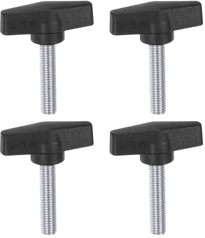 QUARKZMAN 4 Stück Rändelschrauben mit T Flügelknöpfe M10 x 35mm Kunststoff T-Kopf Kohlenstoffstahl 55mm Gewindebolzen Klemmschraube Flügelschraube Haltegriffe Klemmknopf für Maschine