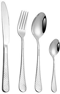 HPTHLY Couverts De Table en Acier Inoxydable Carrés 24 Pièces Couteau Fourchette Cuillère Coffret Cadeau Argenterie pour Cuisine Ensemble De Couverts Portables Ustensiles De Cuisine Argen