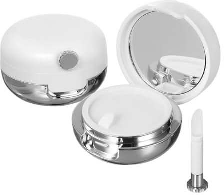 2Pcs 15ML Empty White Plastic Lips Balm Jars with Lip Brush and Mirror Portable Travel Lipstick Pot DIY Lip Mask Applicator Storage Containers Holder Case