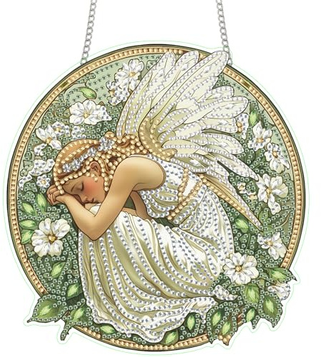 Bimkole Diamond Painting Hängsmycke Ängelkvinna, Hängande Diamantkonst Diamantmålningsset Blommor, 5D Diamantmålning Fönsterhängare För Hem, Trädgård, Dörr Och Utomhusområde 20x20 Cm