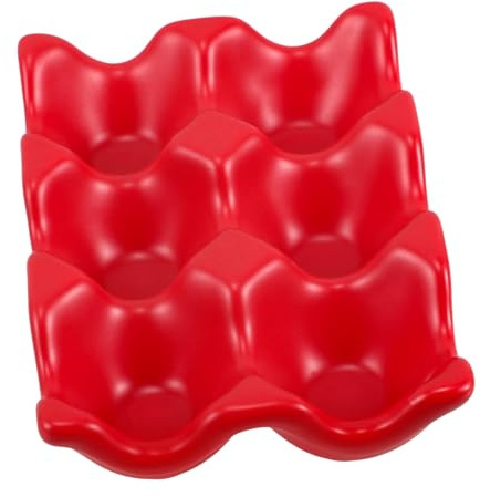 SHINEOFI Plateau à Œufs en Céramique Rouge 6 Tasses pour Réfrigérateur et Table à Manger, Support de Rangement Facile à Nettoyer et Décoratif pour Œufs