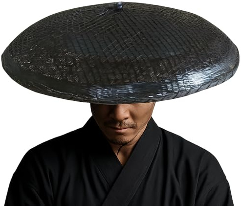 zonzxcv Samurai-Hut aus Bambus, für Cosplay, Ritter, japanischer Hut, Durchmesser: 46 cm, Tiefe: 10,2 cm