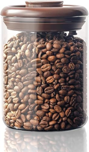 Nocsm Récipient en verre pour café. Récipient de stockage hermétique avec couvercle à pression, récipient de cuisine en verre borosilicate de haute qualité pour thé, grains de café et sucre (900 ml)