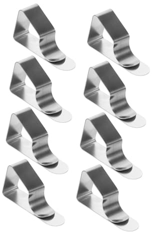 TOPPERFUN Pinzas Trapezoidales Resistentes y Versátiles de Acero Inoxidable 8 Piezas para Manteles Ideales para Mesas de Picnic y Uso en Exteriores