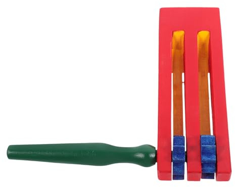 HEALSOPTHY Wooden Ratchet Castanet with Long Handle for Educational Double Percussion Instrument Musical Noise Maker for Early Learning and Rhythm Development