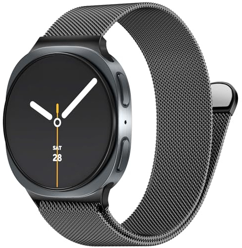 PIOWNN Metallarmband Kompatibel mit Samsung Galaxy Watch 8 Armband | Für Galaxy Watch 9 Armband, Edelstahl Metall Mesh Ersatzarmband mit Magnetverschluss, Für Galaxy Watch 8 Classic, Schwarz