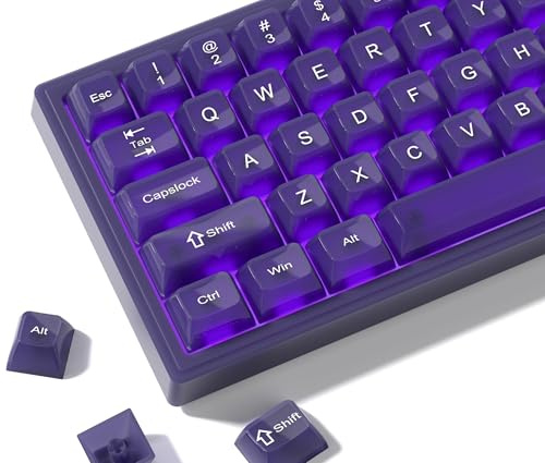 Womier Keyboard Keycaps Jelly Purple, Cute Keycaps Transparent Clear | Custom Keycap 60 65 75 100 Percent for Cherry MX, Kailh, Outemu, Gateron Mechanical Keyboards(MDA Profile)