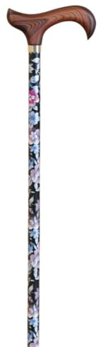 MAS QUE AYUDAS – Bastón para Mayores y Adultos Smart, Aluminio, Extensible y Portátil, Altura Ajustable 76-99 cm, Puño de Madera, Bastón para Caminar y Pasear, 320 g, Flores
