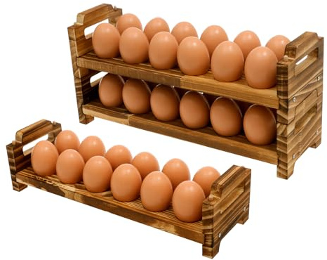 Portauovo in legno, design impilabile, per 36 uova, contenitore per uova da fattoria, organizer per bancone da cucina, adatto per uova di quaglia, anatra, diavolo, uova di Pasqua