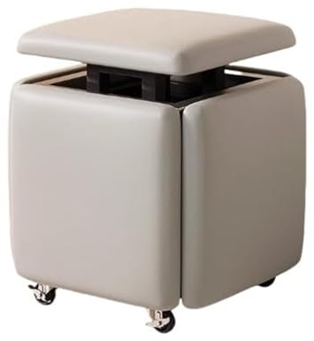 Pouf portaoggetti con ruote, sedia a cubo impilabile e poggiapiedi, versatile panca grigia per dormitorio e camera da letto, soluzione salvaspazio di grandi dimensioni