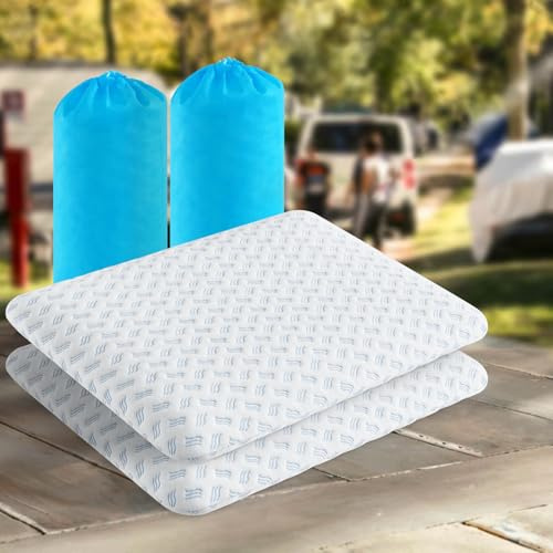 Slybear Kopfkissen sehr-dünne Memory Foam Kissen, 2 Stück Reisekissen 40x60x7cm, weiche Kissen für erholsamen Schlaf, Nackenkissen mit Tasche für Reisen Yoga Meditation, waschbarer Bezug