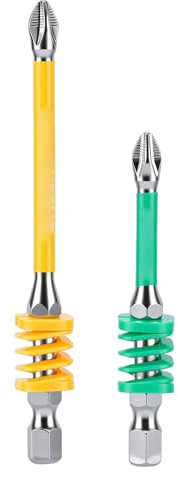 YWBL-WH 2Pcs Non Slip Magnet Spring Loaded PH Screw Driver Bits Set S2 Steel 65mm 90mm for Continuous Fastening Tasks