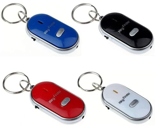 Key Finder with 80dB+ Loud Beep & LED Light, Voice Control Keychain Locator for Finding Lost Keys, Key Finder with Whistle, Pet Keychain Locator for Keys, Dogs, Cats, Best Gifts (Black)