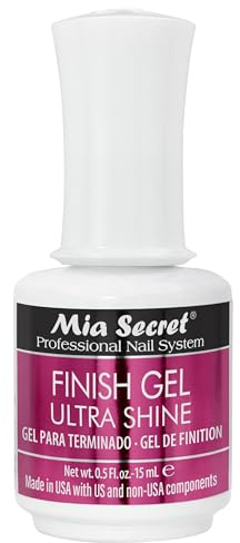 Mia Secret UV Finish gel top coat for gel or acrylic 15 ml - No wipe clear nail polish - High gloss top coat for artificial nails