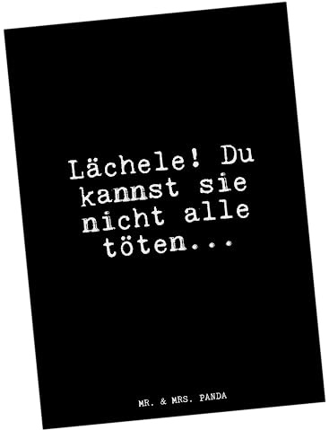 Mr. & Mrs. Panda Postkarte Lächele! Du kannst sie... - Geschenk, Sprüche, Glizer Spruch Weisheiten Zitate Lustig Weisheit Worte, Postkarten, Fotokarte, Lachen Aggression Wut, Ansichtskarte, Grußkarte