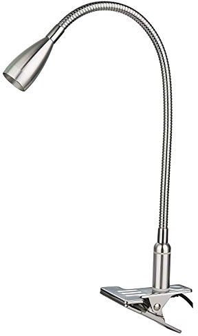 Meanyee 3W berührungsempfindlich stufenlos dimmbare flexible Schwanenhals Clip auf Schreibtisch Leselampe Clamp Nachttischlampe Bücherlicht mit Dim Blue LED-Anzeige einstellbar (Warmweiß 3000k-3200K)