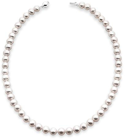 Secret & You Collana di perle da donna 45 cm di lunghezza Perla ovale d'acqua dolce coltivata disponibile da 5-5,5, 6,5-7 e 7,5-8,0 mm - Chiusura in argento sterling silver 925